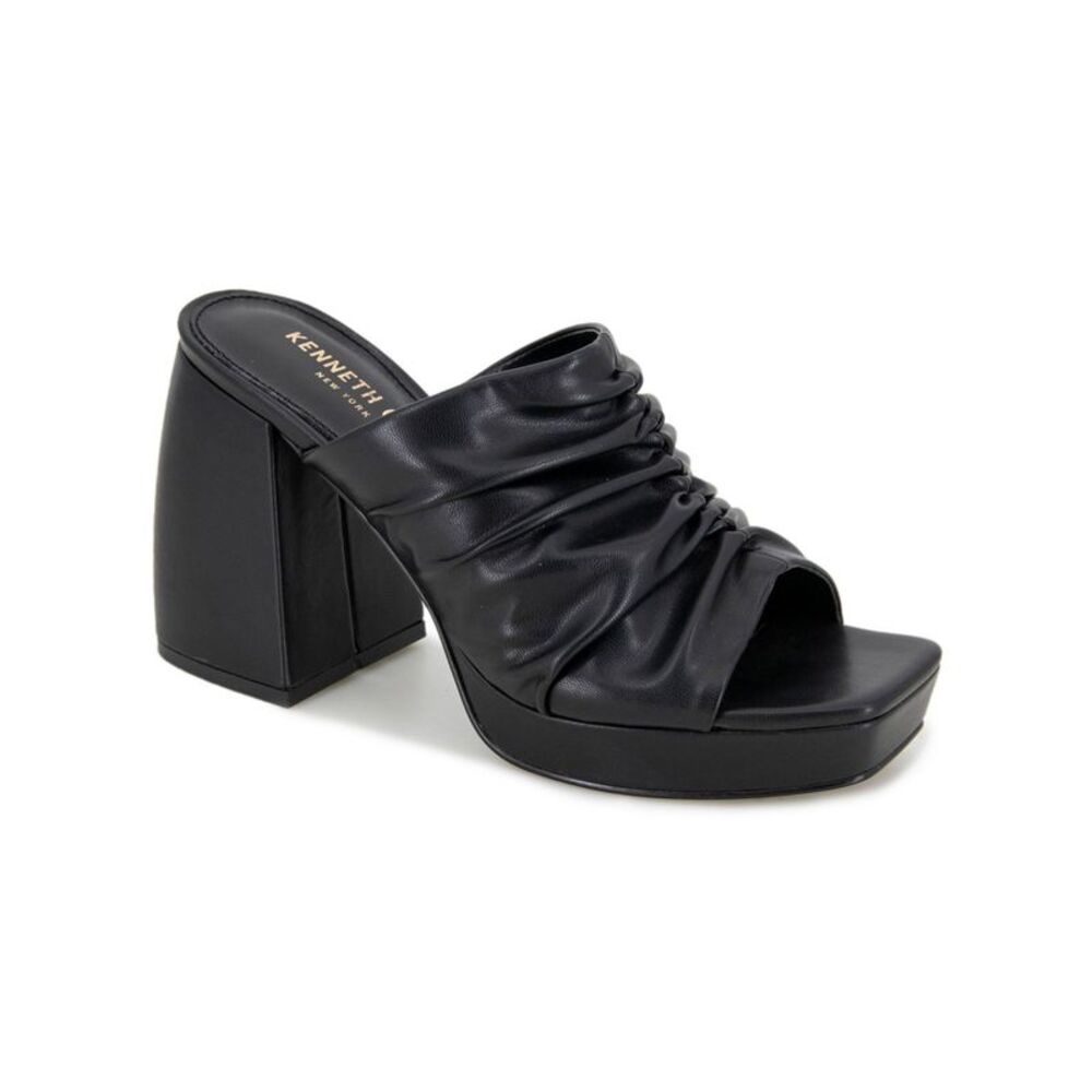 KENNETH COLE NEW YORK Womens Black Anika Open Slip On Heeled Sandal 8.5